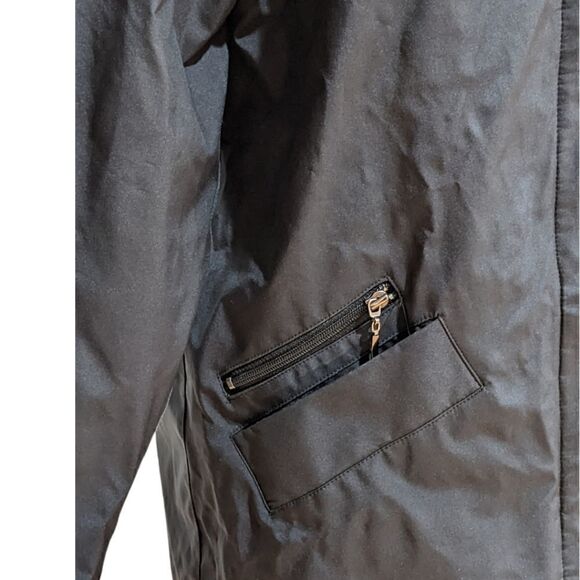 Bernardo Women's Black Long Jacket Faux Fur Collar Fleece Lining Size S - Picture 7 of 11